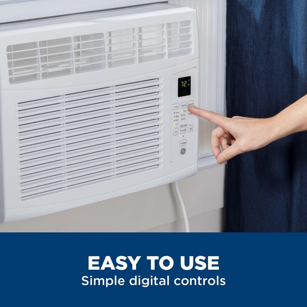 GE 6,000 BTU 115V Window Air Conditioner Cools 250 Sq. Ft. with Remote Control - $130