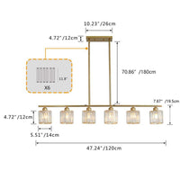 aiwen Mordern 6-Light Gold Kitchen Island Linear Rectangle Chandelier - $95