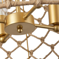 aiwen 21.25 in. 4-Light Gold Woven Chandelier Wicker Basket Pendant Light - $90