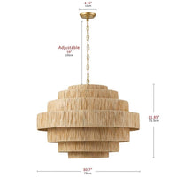 aiwen Boho 30.7 in. 5-Light 7-Tier Gold Hand-Woven Rattan Wicker Chandelier - $250