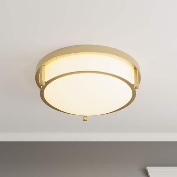 13 in. 2-Light Industrial Gold Flush Mount Farmhouse Close to Ceiling Light Fixture - $25