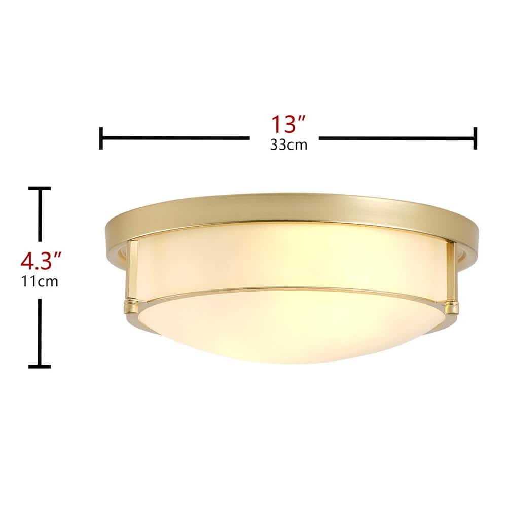 13 in. 2-Light Industrial Gold Flush Mount Farmhouse Close to Ceiling Light Fixture - $25