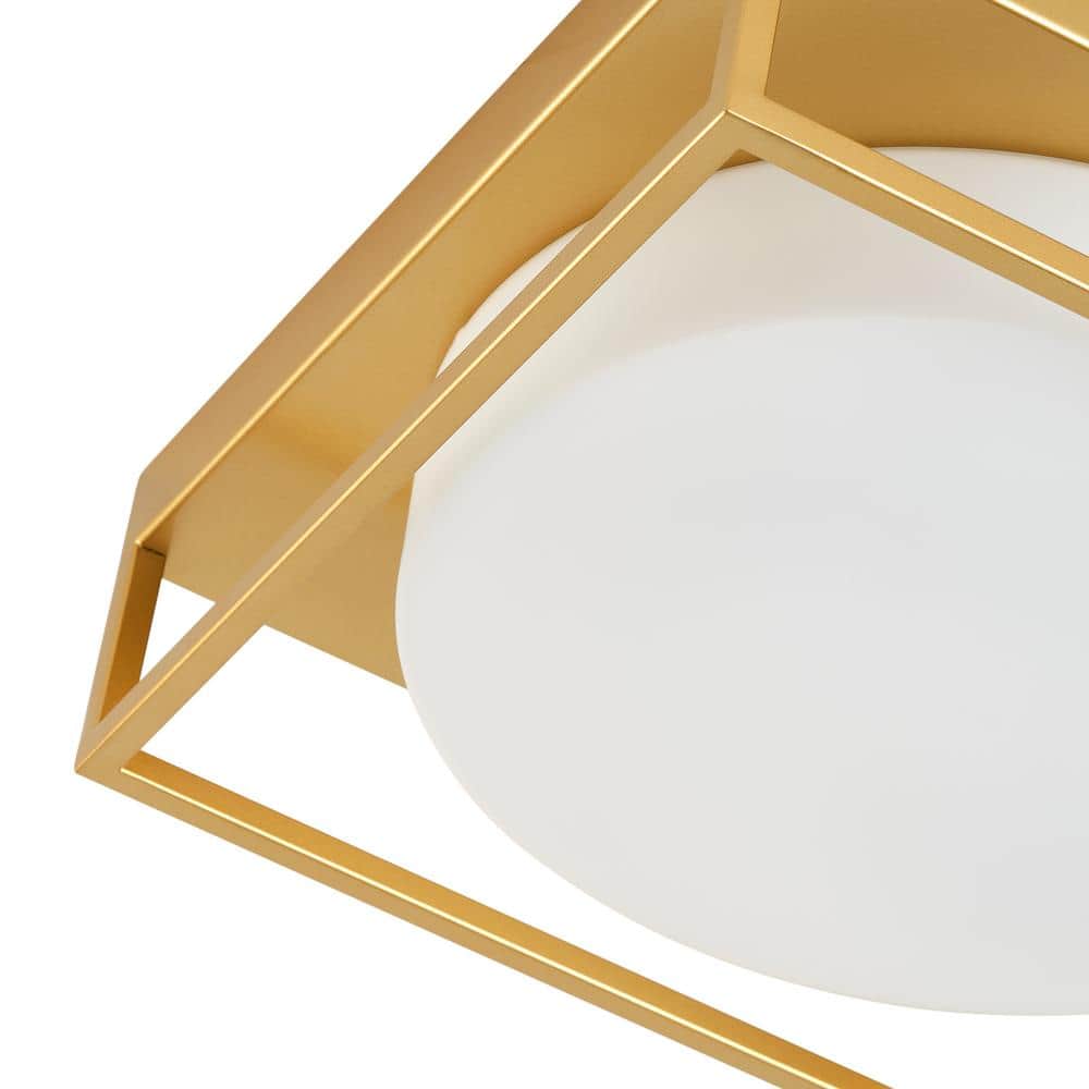 aiwen 13 in. 2-Light Industrial Gold Flush Mount Close to Ceiling Light Fixture - $45