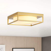 aiwen 13 in. 2-Light Industrial Gold Flush Mount Close to Ceiling Light Fixture - $45