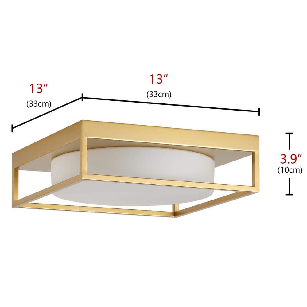 aiwen 13 in. 2-Light Industrial Gold Flush Mount Close to Ceiling Light Fixture - $45