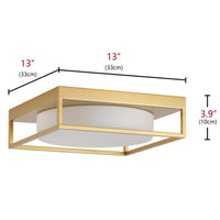 aiwen 13 in. 2-Light Industrial Gold Flush Mount Close to Ceiling Light Fixture - $45