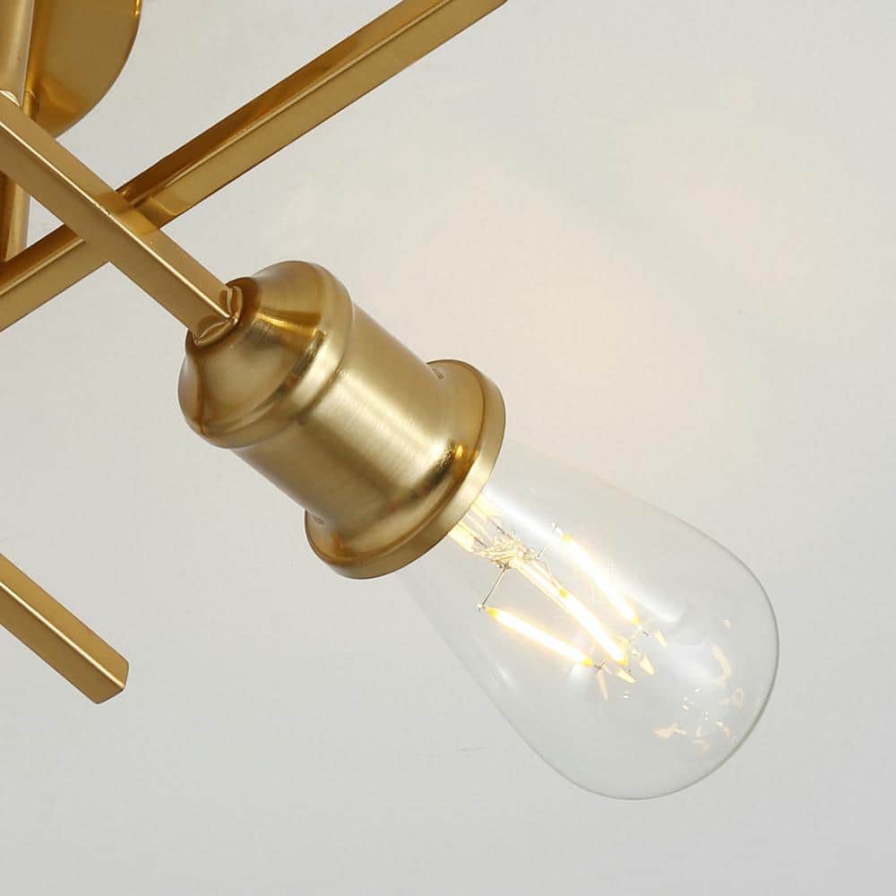 Modern 11 in. 4-Light Gold Sputnik Semi-Flush Mount Ceiling Lighting Fixture - $30