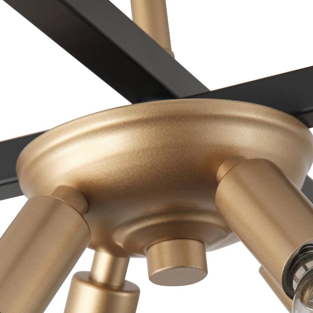 Modern 14.76 in. 4-Light Black and Gold Semi-Flush Mount Metal Ceiling Light - $35