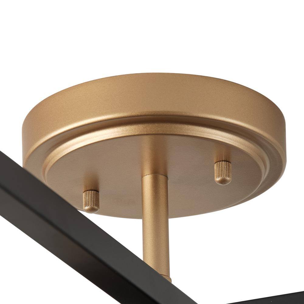 Modern 14.76 in. 4-Light Black and Gold Semi-Flush Mount Metal Ceiling Light - $35