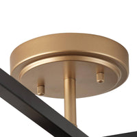 Modern 14.76 in. 4-Light Black and Gold Semi-Flush Mount Metal Ceiling Light - $35