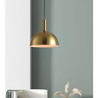 aiwen 1-Light Brushed Gold Single Dome Pendant Light Fixtures Hanging Lamp - $40
