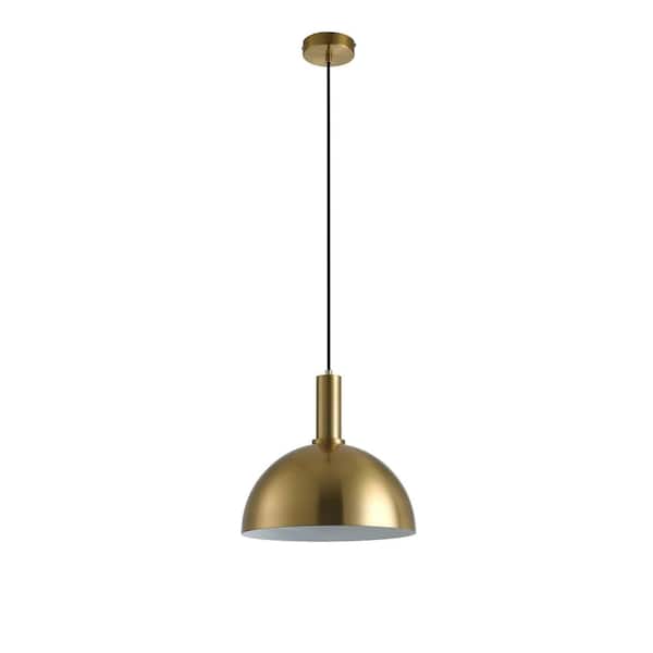 aiwen 1-Light Brushed Gold Single Dome Pendant Light Fixtures Hanging Lamp - $40
