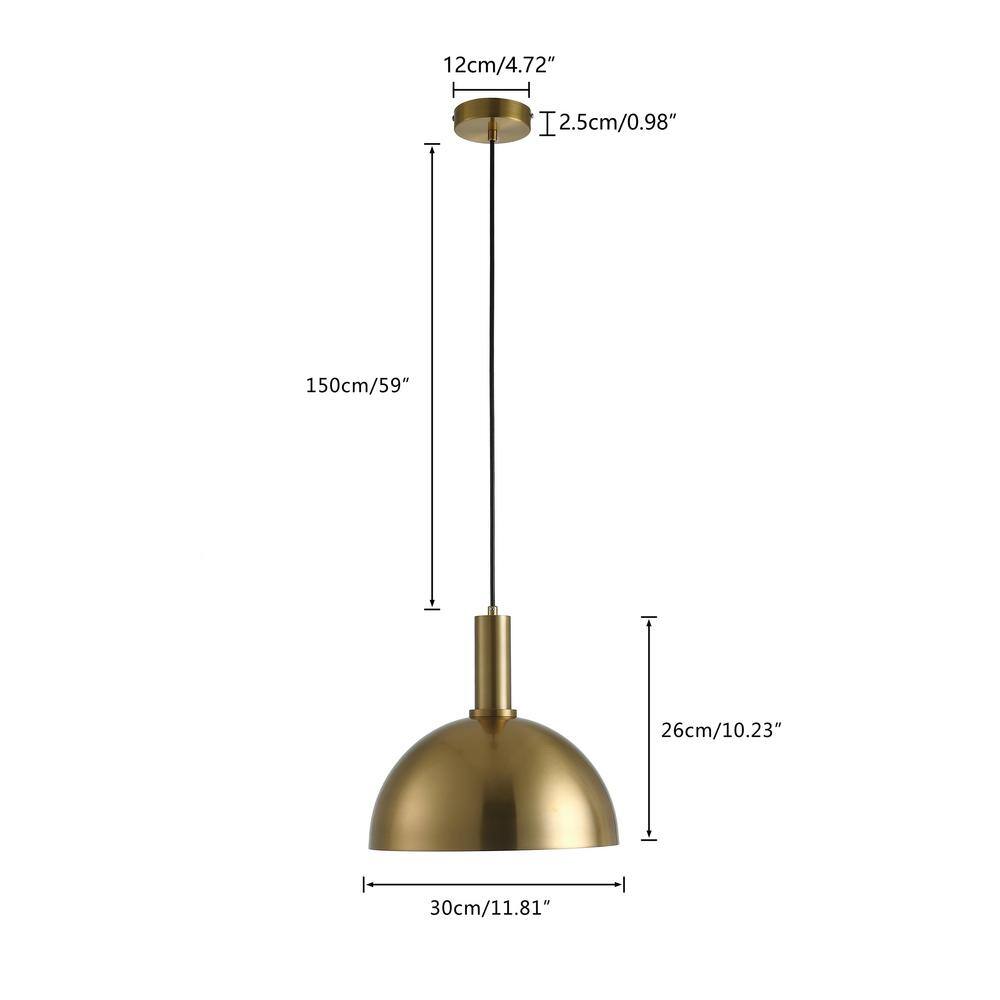 aiwen 1-Light Brushed Gold Single Dome Pendant Light Fixtures Hanging Lamp - $40