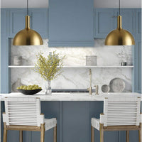 aiwen 1-Light Brushed Gold Single Dome Pendant Light Fixtures Hanging Lamp - $40