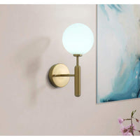 aiwen Modern 1-Light Gold Globe Armed Sconce Wall Sconce with Glass Shade - $35