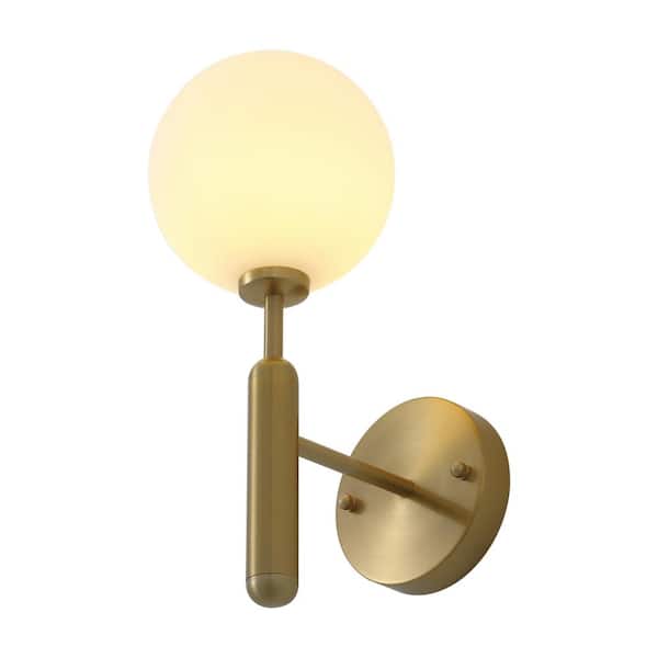aiwen Modern 1-Light Gold Globe Armed Sconce Wall Sconce with Glass Shade - $35