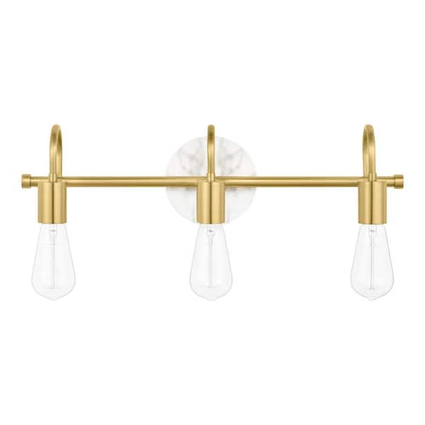 Hensley 21 in. 3-Light Gold and Faux Marble Bathroom Vanity Light Fixture - $40