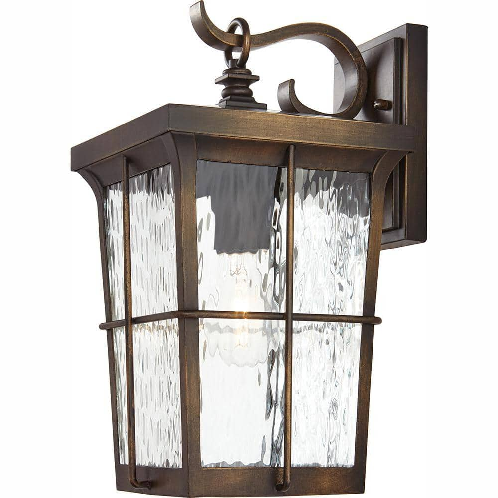 Barrington 14 in. 1-Light Golden Bronze Hardwired Outdoor Wall Light Lantern Sconce - $75