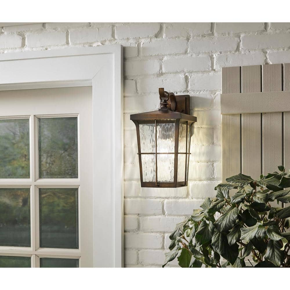 Barrington 14 in. 1-Light Golden Bronze Hardwired Outdoor Wall Light Lantern Sconce - $75