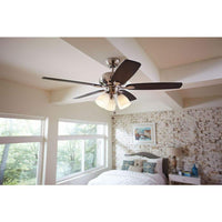 Hampton Bay Rockport 52 in. Indoor LED Brushed Nickel Ceiling Fan with Light Kit - $55