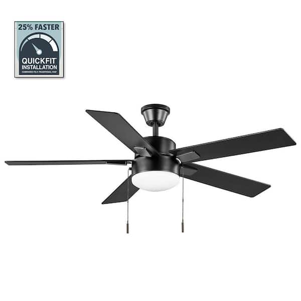 Hampton Bay 52 in. Corwin Indoor/Outdoor Matte Black LED Ceiling Fan with Light Kit - $70