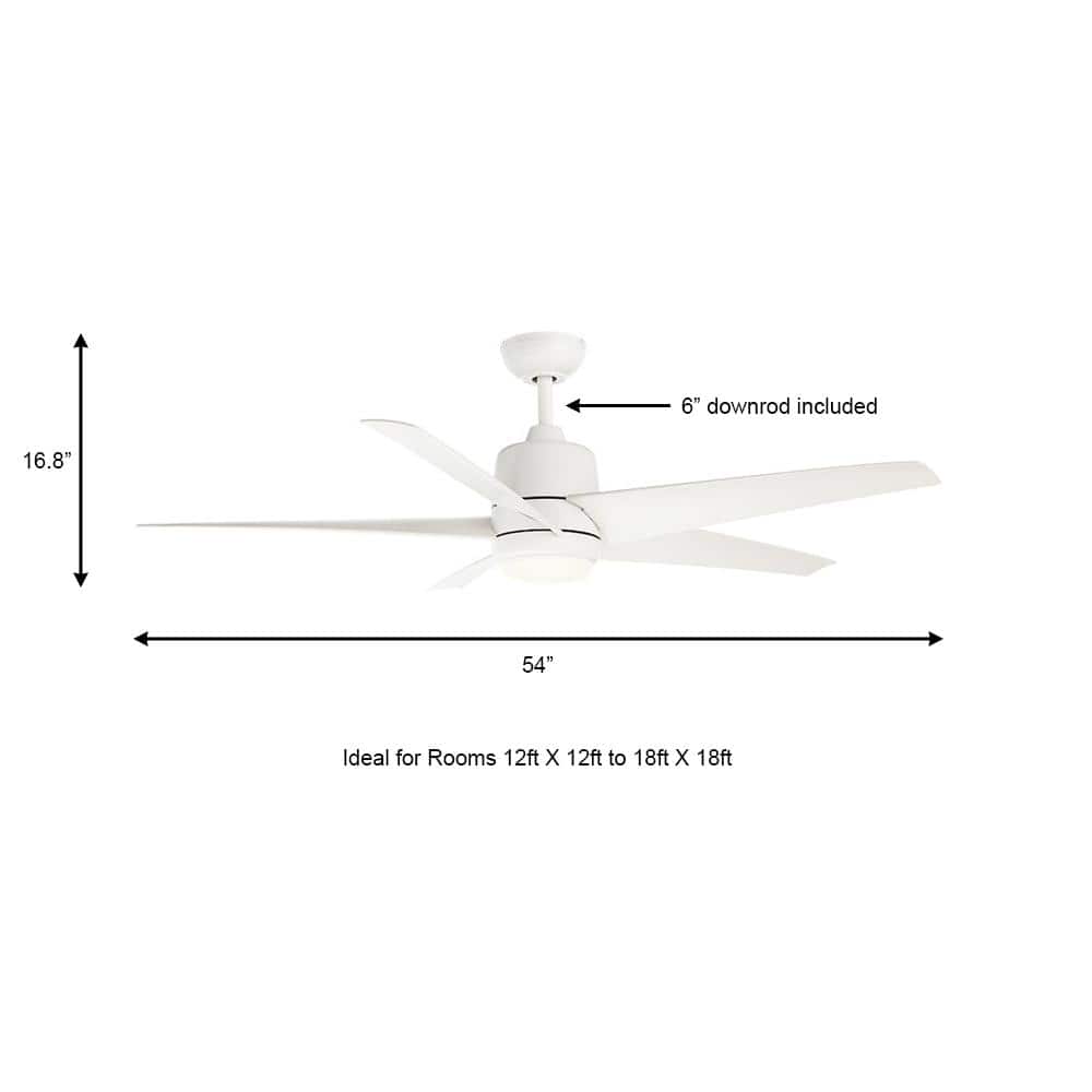 Mena 54 in. White Color Changing Integrated LED Matte White Ceiling Fan - $95