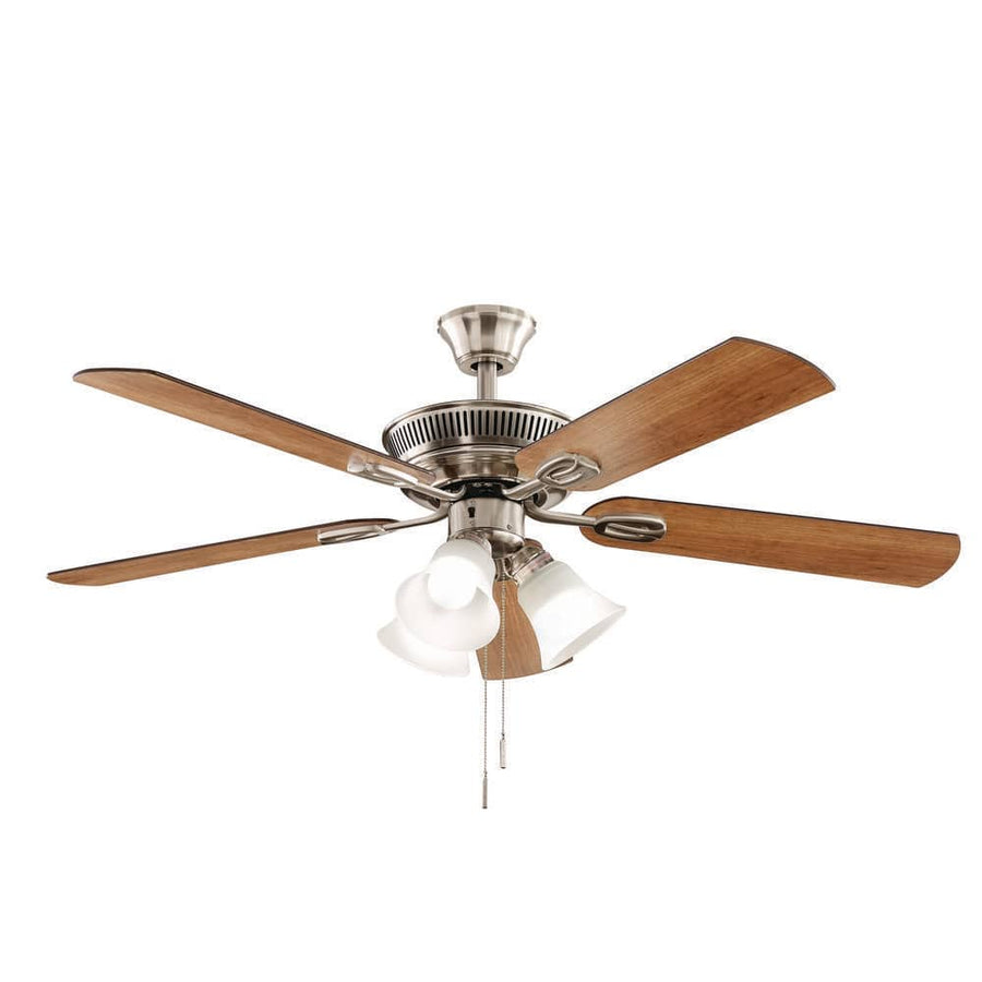 Hampton Bay Glendale III 52 in. LED Indoor Brushed Nickel Ceiling Fan - $50