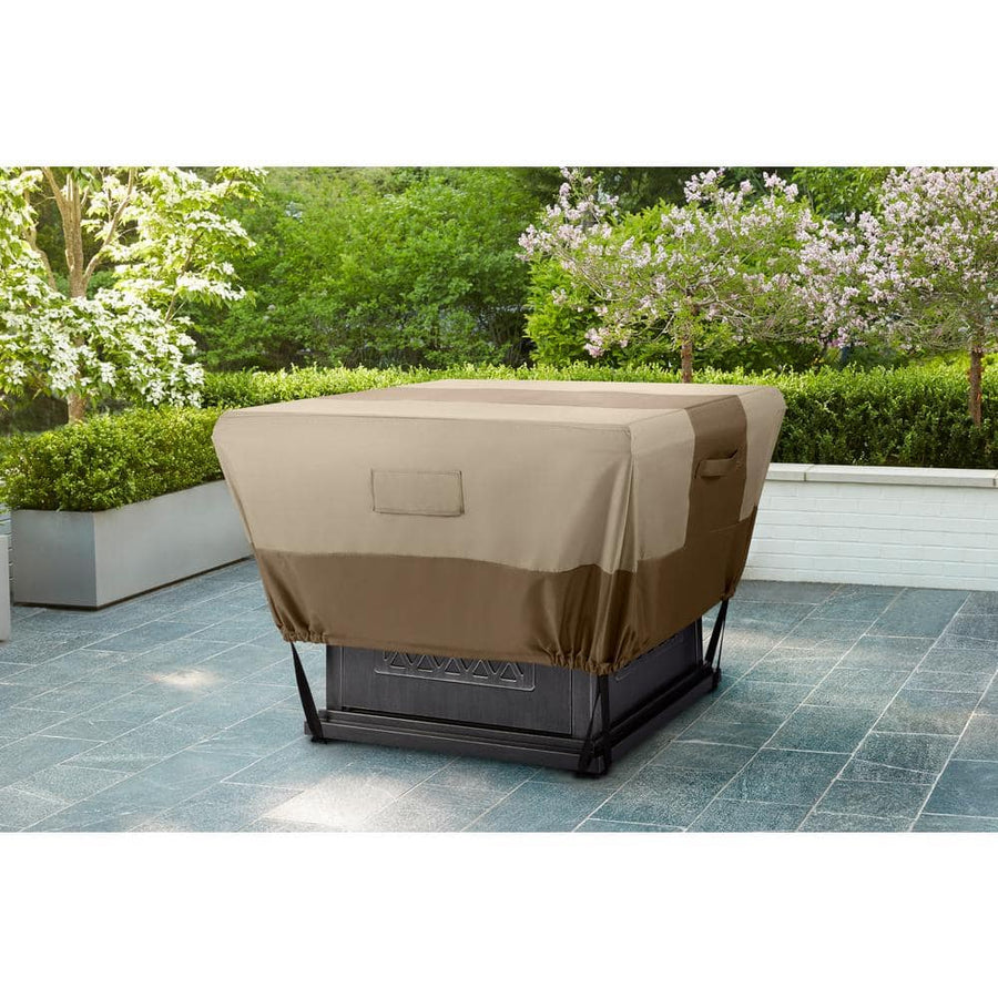 Hampton Bay 35.25 in. L x 35.25 in. W x 18 in. H Beige Patio Square Fire Pit Cover - $20