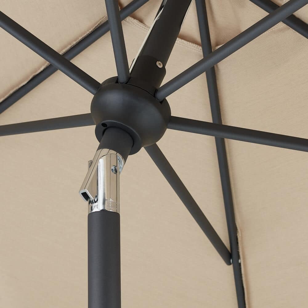 Hampton Bay 9 ft. Aluminum Market Crank and Tilt Patio Umbrella in Riverbed Tan - $55