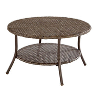 Hampton Bay 32 in. Mix and Match Brown Round Wicker Outdoor Patio Coffee Table - $60