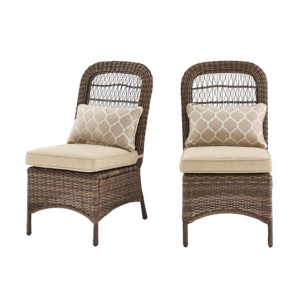 Hampton bay beacon park wicker outdoor loveseat with toffee cushions best sale