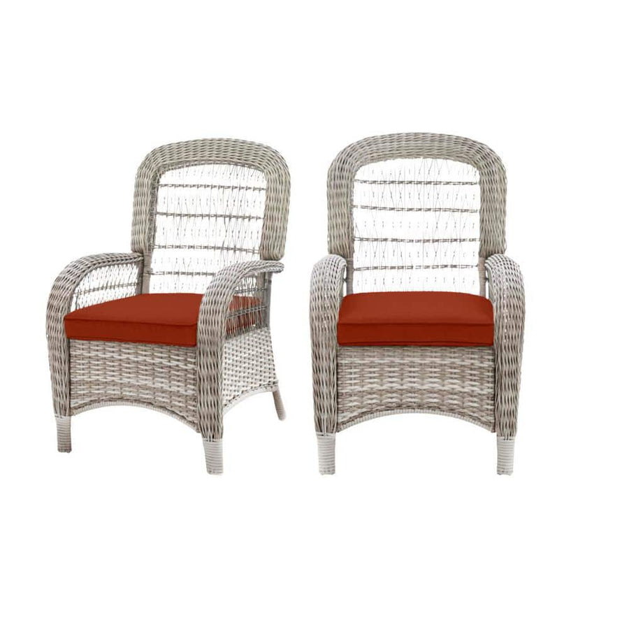 Beacon Park Gray Wicker Outdoor Patio Captain Dining Chair Quarry Red (2-Pack) - $240