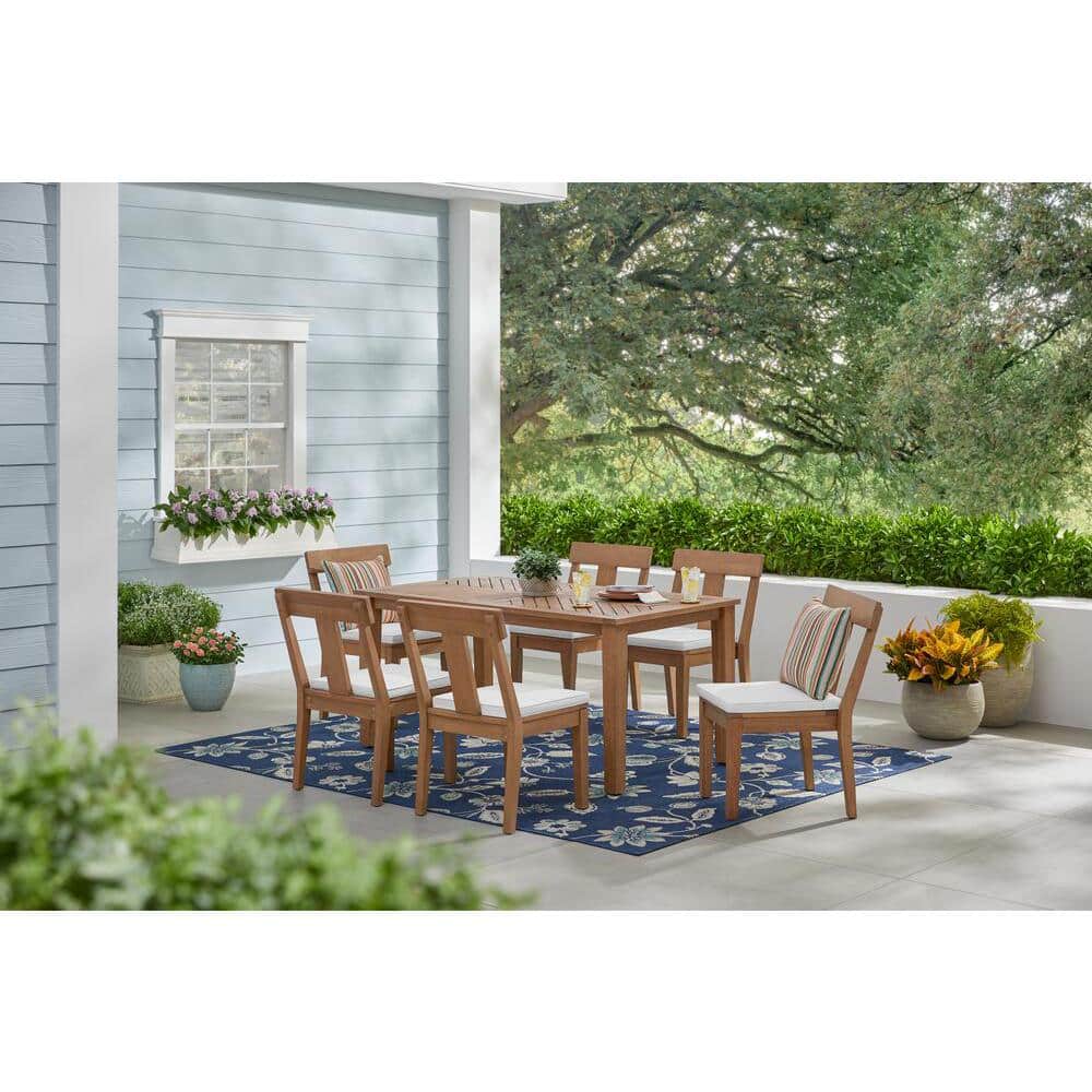 Woodford 7Piece Eucalyptus Wood Outdoor Dining Set with CushionGuard
