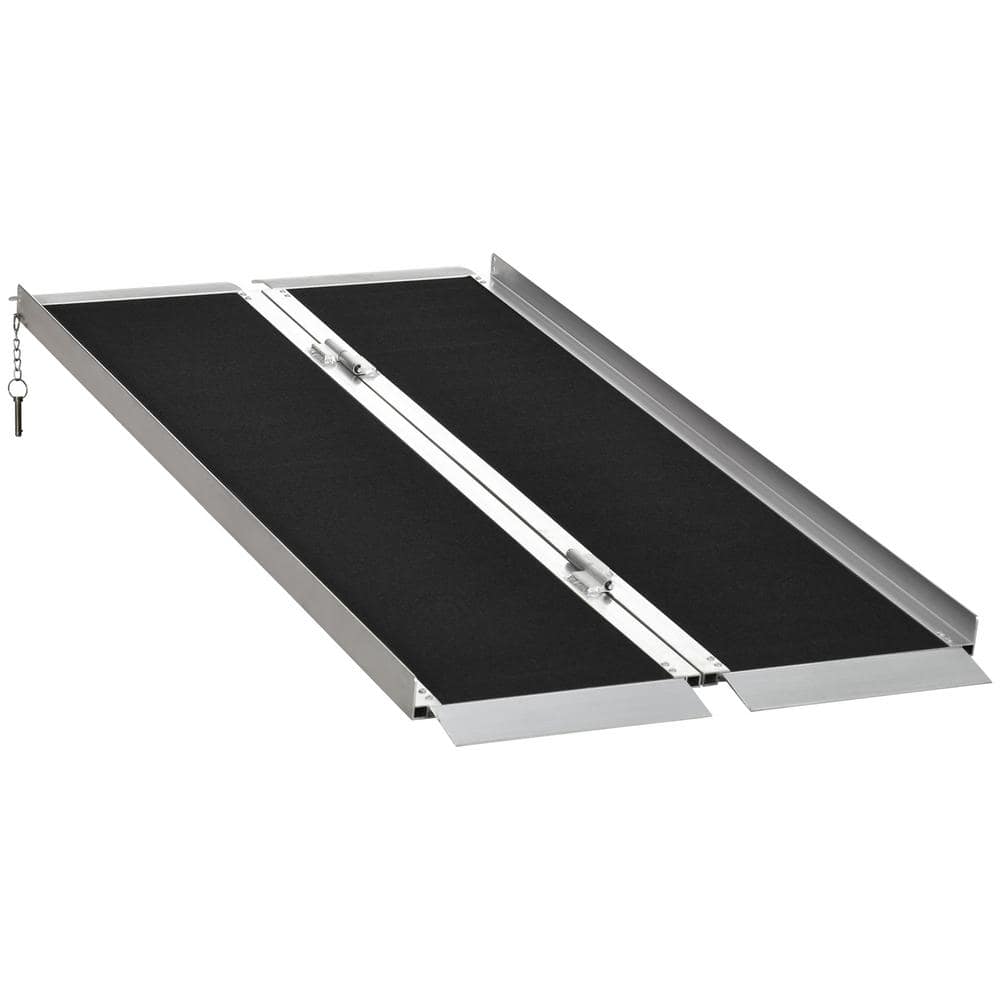 HOMCOM 5 ft. Portable Wheelchair Ramp Aluminum Threshold Mobility Single-fold - $80