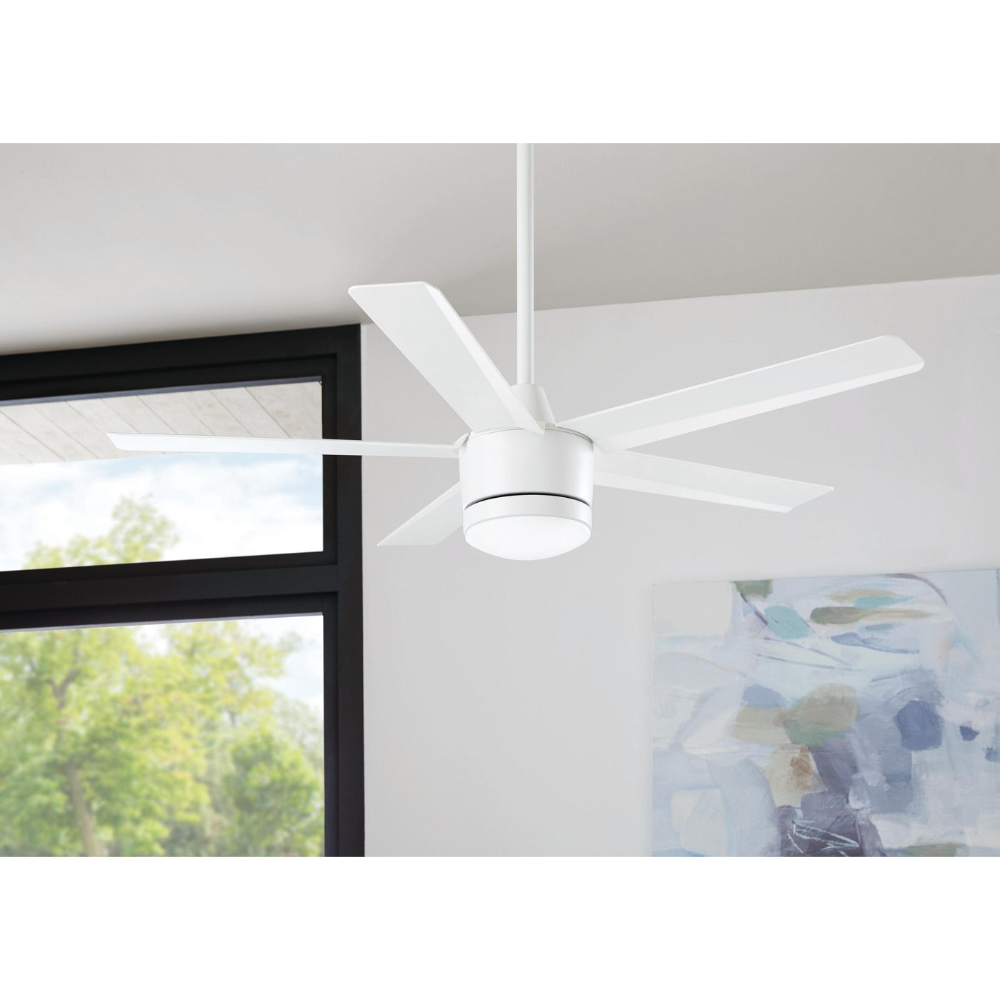 Merwry 52 in. Intergrated LED Matte White Ceiling Fan With Light And R