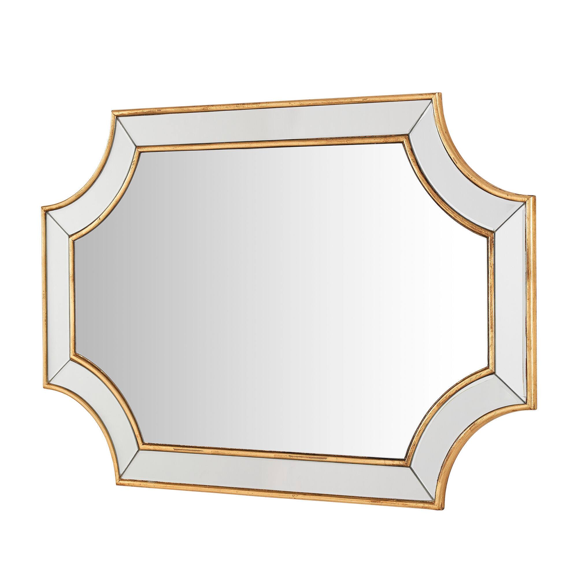 Medium Ornate Gold Beveled Glass Classic Accent Mirror (24 in. H x 35 in. W) - $95