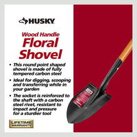 Husky 47 in. L Wood Handle Floral Carbon Steel Digging Shovel with Grip - $10