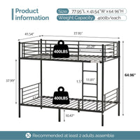 VINGLI Metal Bunk Bed Twin Over Twin Sturdy Frame with Safety Guard Rail - $110