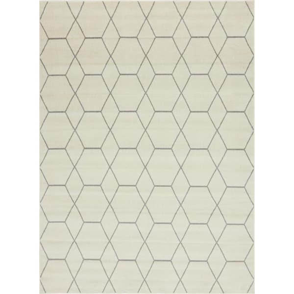 StyleWell Trellis Frieze Ivory/Gray 9 ft. x 12 ft. Geometric Area Rug - $100