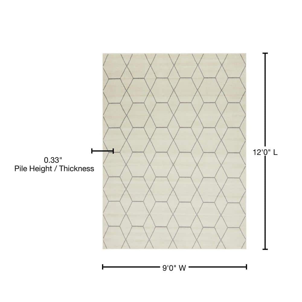 StyleWell Trellis Frieze Ivory/Gray 9 ft. x 12 ft. Geometric Area Rug - $100