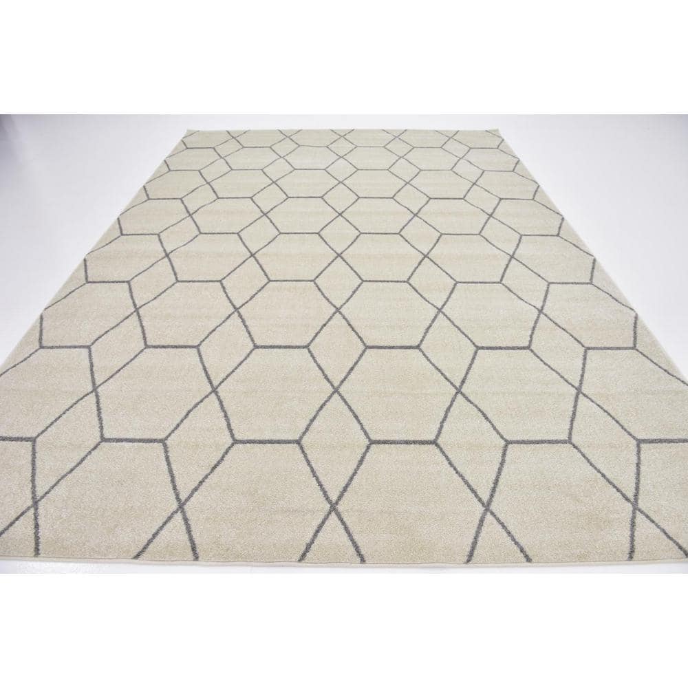 StyleWell Trellis Frieze Ivory/Gray 9 ft. x 12 ft. Geometric Area Rug - $100