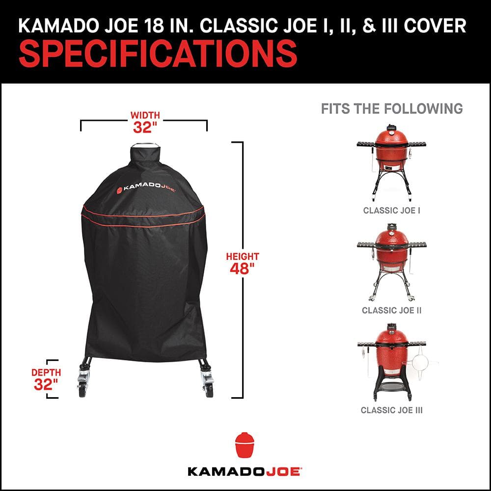 Kamado Joe Classic Joe 18 in. Charcoal Grill Cover in Black - $65