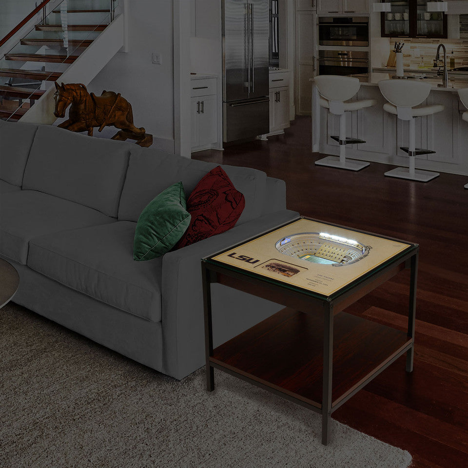 NCAA LSU Tigers 23 in. x 22 in. 25-Layer StadiumViews Lighted End Table-$200