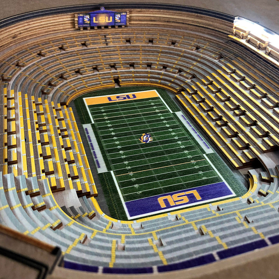 NCAA LSU Tigers 23 in. x 22 in. 25-Layer StadiumViews Lighted End Table-$200