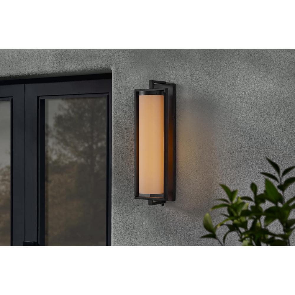 Libby 20.37 in. 1-Light Large Matte Black Transitional Outdoor Wall Lantern - $70