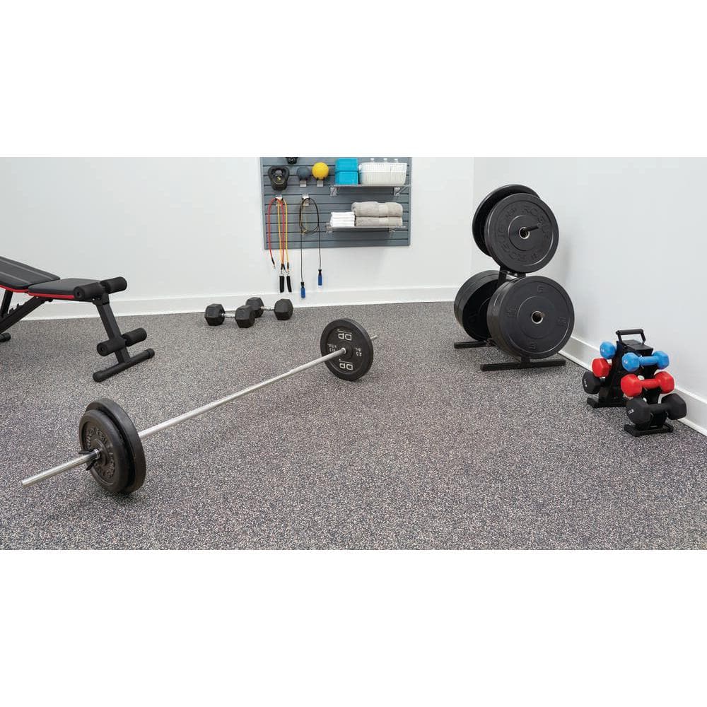 18 in. x 18 in. Rubber Gym/Exercise Flooring Tiles (14.32 sq. ft.) (6-Pack) - $25