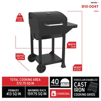 Nexgrill Cart-Style Charcoal Grill in Black with Side Shelf - $80