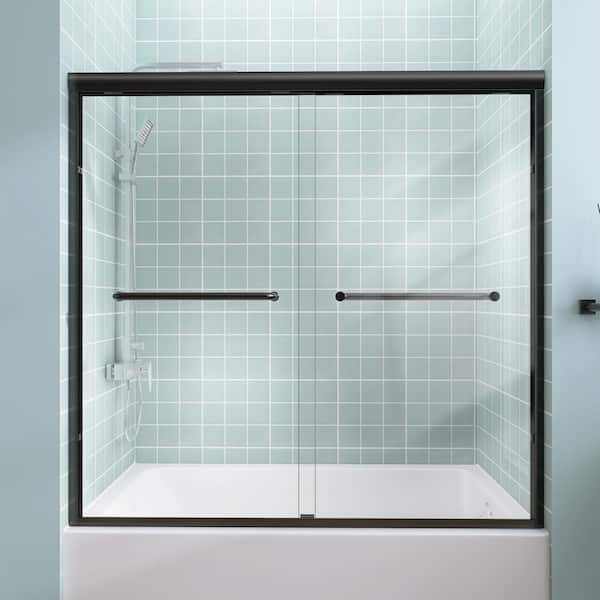 NTQ 56-60 in. W. x 58 in. H Semi-Frameless Sliding Tub Door Bathtub Shower Door - $270