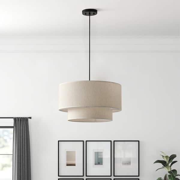 aiwen Modern 20 in. 3-Light Drum Chandelier Hanging Lamp Fixture - $80