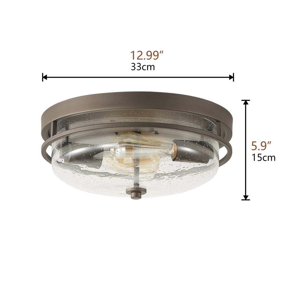 aiwen 13 in. 2-Light Oil-Rubbed Bronze Flush Mount Close to Ceiling Light Fixture - $40